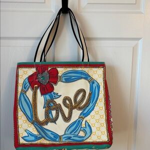 Colorful Brighton Tote Bag with Love Design